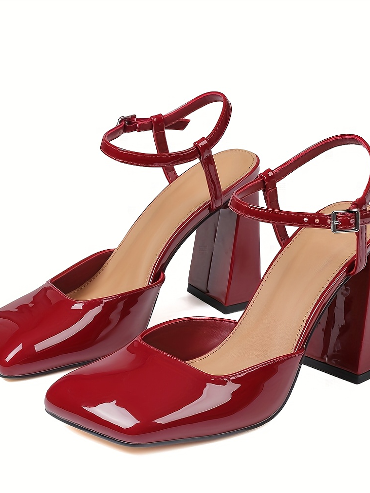  Rhythm Elegant Chunky Block Heel Slingback Heels 4