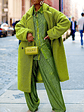 GLOURI Women'S Winter Faux-Fur Coat - Thick Insulated Maxi Jacket with Lapel Collar & Pockets, Solid Green Fleece Outerwear, Hand Washable H-Line Silhouette for Casual & Formal Outfits, Warm Winter Co - vignette 3