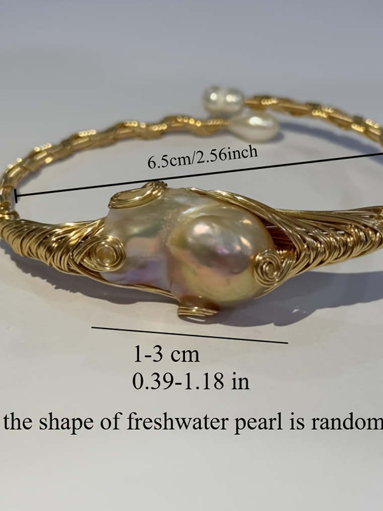  Queendom Open Cuff Bracelet Featuring Natural Freshwater Pearls 5