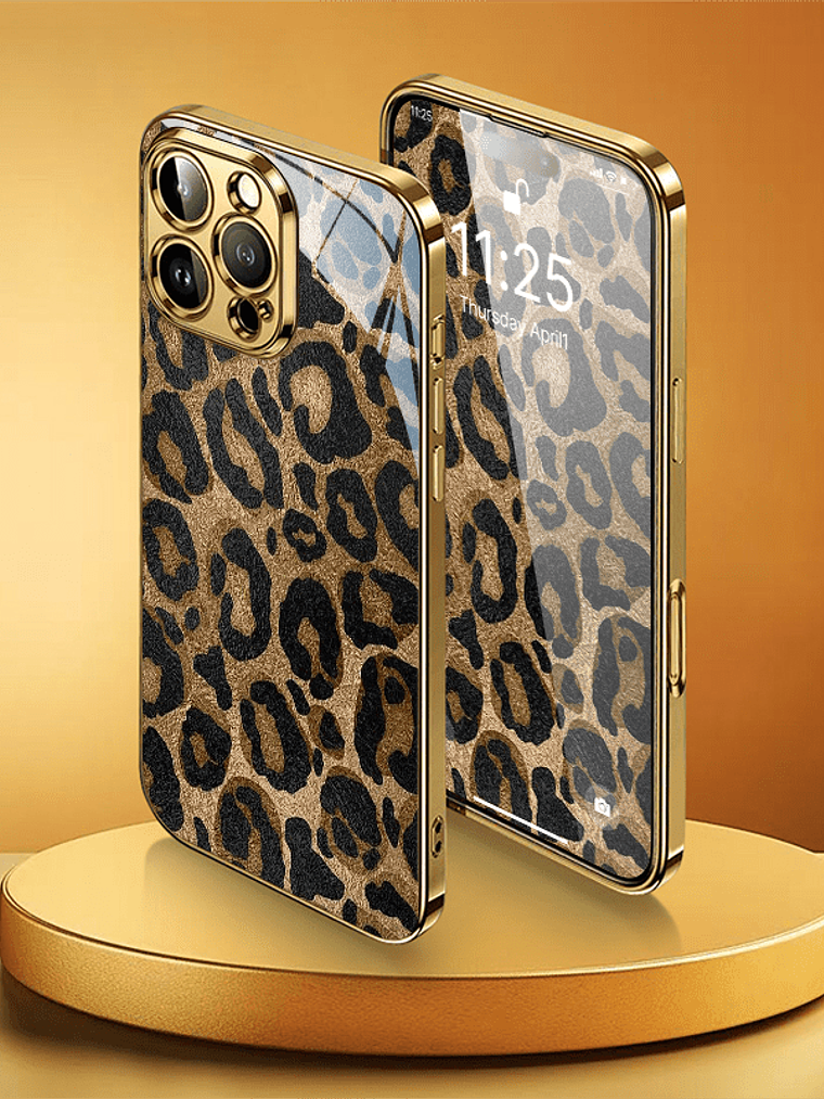Vibrant Electroplated Tempered Glass Leopard-Pattern Phone Case for Apple for iphone 17, Air 16, Pro Max 15, 14 Plus, 13, 12, 11, Premium Shockproof Protection, Smartphone Case A, Handy Cover 6