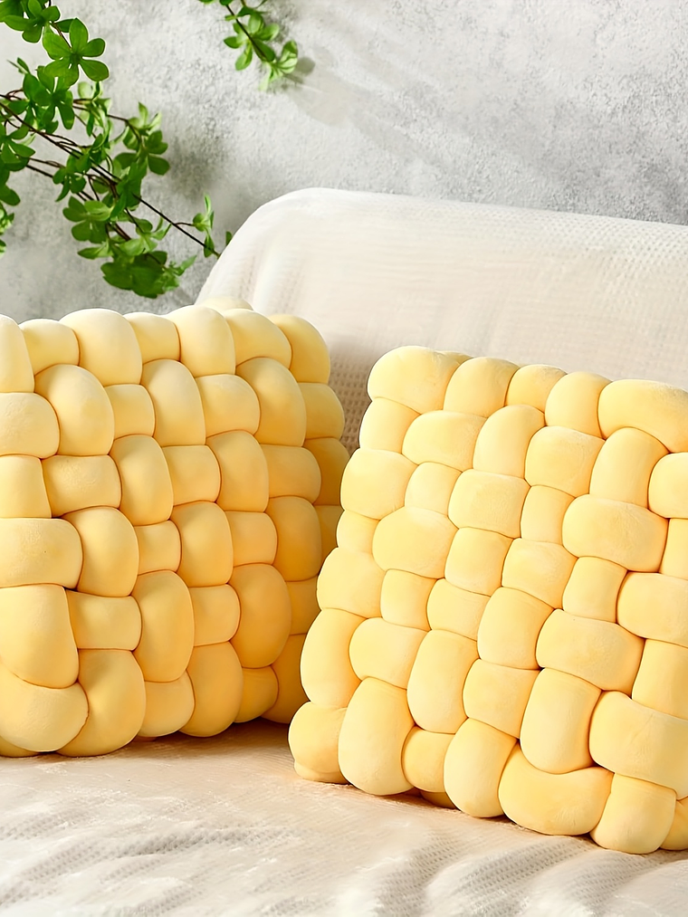 2pcs Knot Pillow Soft Throw Pillow Home Decoration Cushion Square Office Knotted Plush Throw Cushion For Living Room Bedroom Sofa Couch Living Room Decor, 12'' X 13'' 5