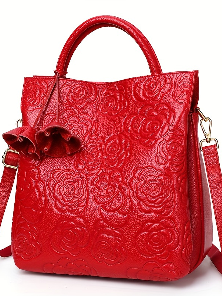 Blossom Embossed Genuine Leather Handbag  1
