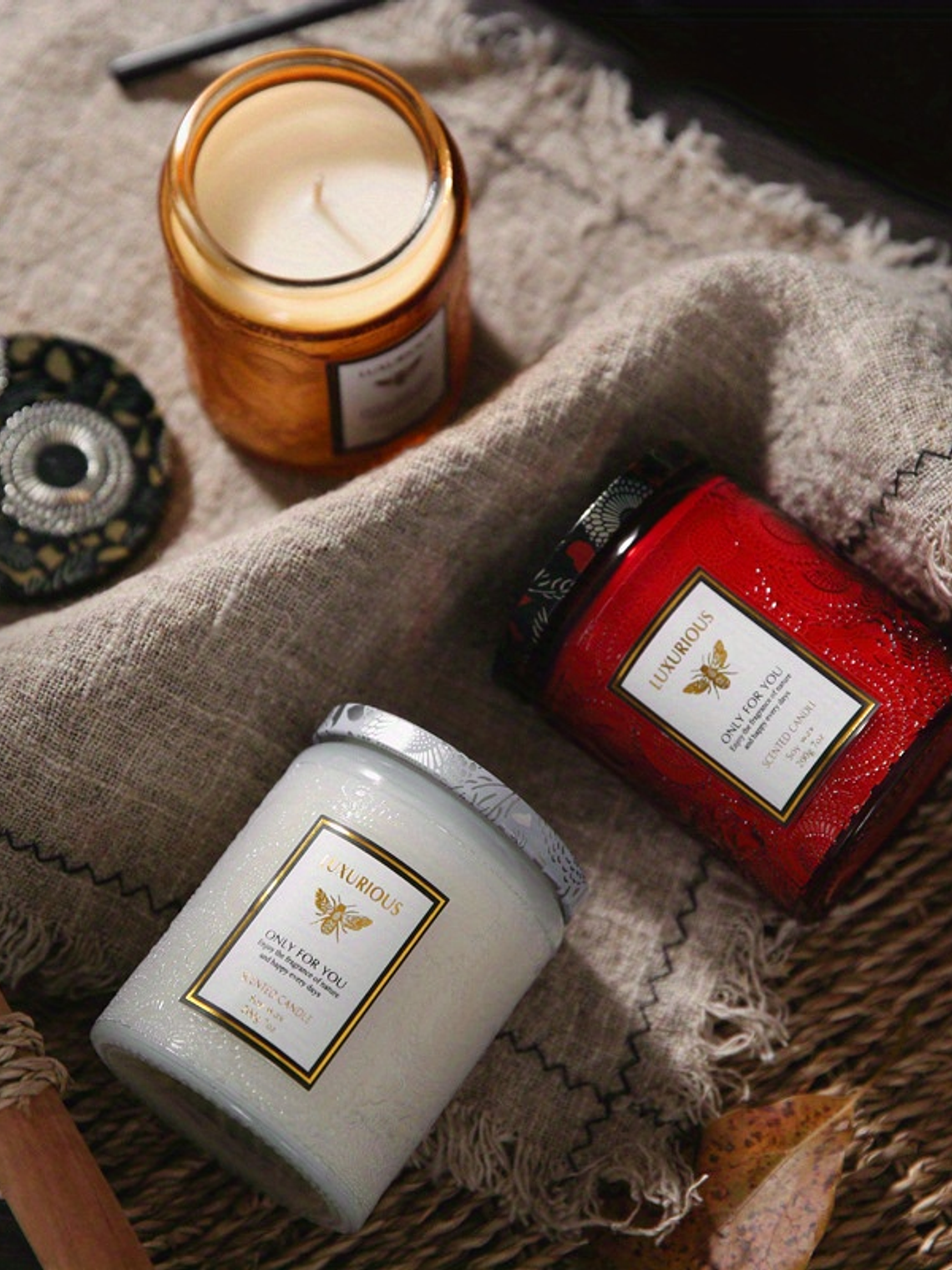 Scented Candles Large Wood Wicked Candles, Decorative Candles in Glass, Natural Soy Wax, 40 Hours Long Burning 5