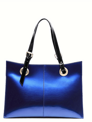 Women Patent Leather Handbag - Genuine Burgundy Purse, Large Capacity Tote & Wallet Combo (Handheld/Purse) in Red/Navy/Dark Purple, Golden-Tone Hardware, Adjustable Strap - Elegant Designer Bag for,, 