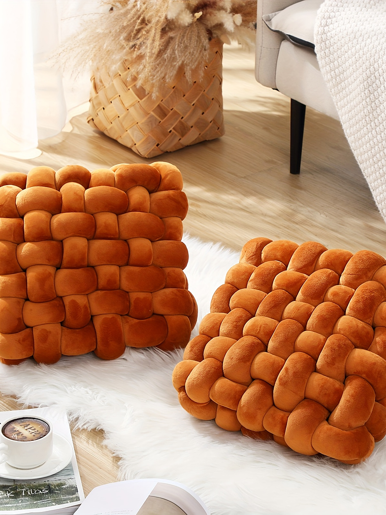 2pcs Knot Pillow Soft Throw Pillow Home Decoration Cushion Square Office Knotted Plush Throw Cushion For Living Room Bedroom Sofa Couch Living Room Decor, 12'' X 13'' 6