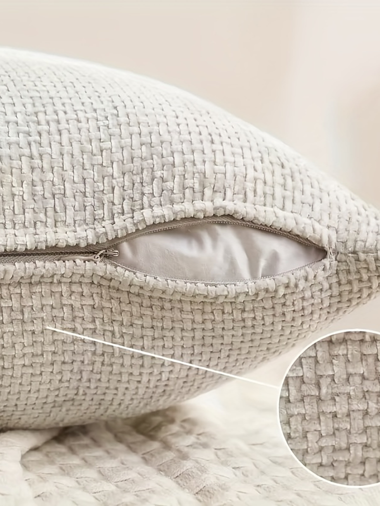 4pcs Bohemian Style Polyester Zipper Cover Pillows - Soft Sherpa Fabric, Neutral Tone, Machine Washable, Ideal for Modern Farmhouse, Bedroom, Living Room Decor, Living Room Decor|Bohemian Style Pillow 6