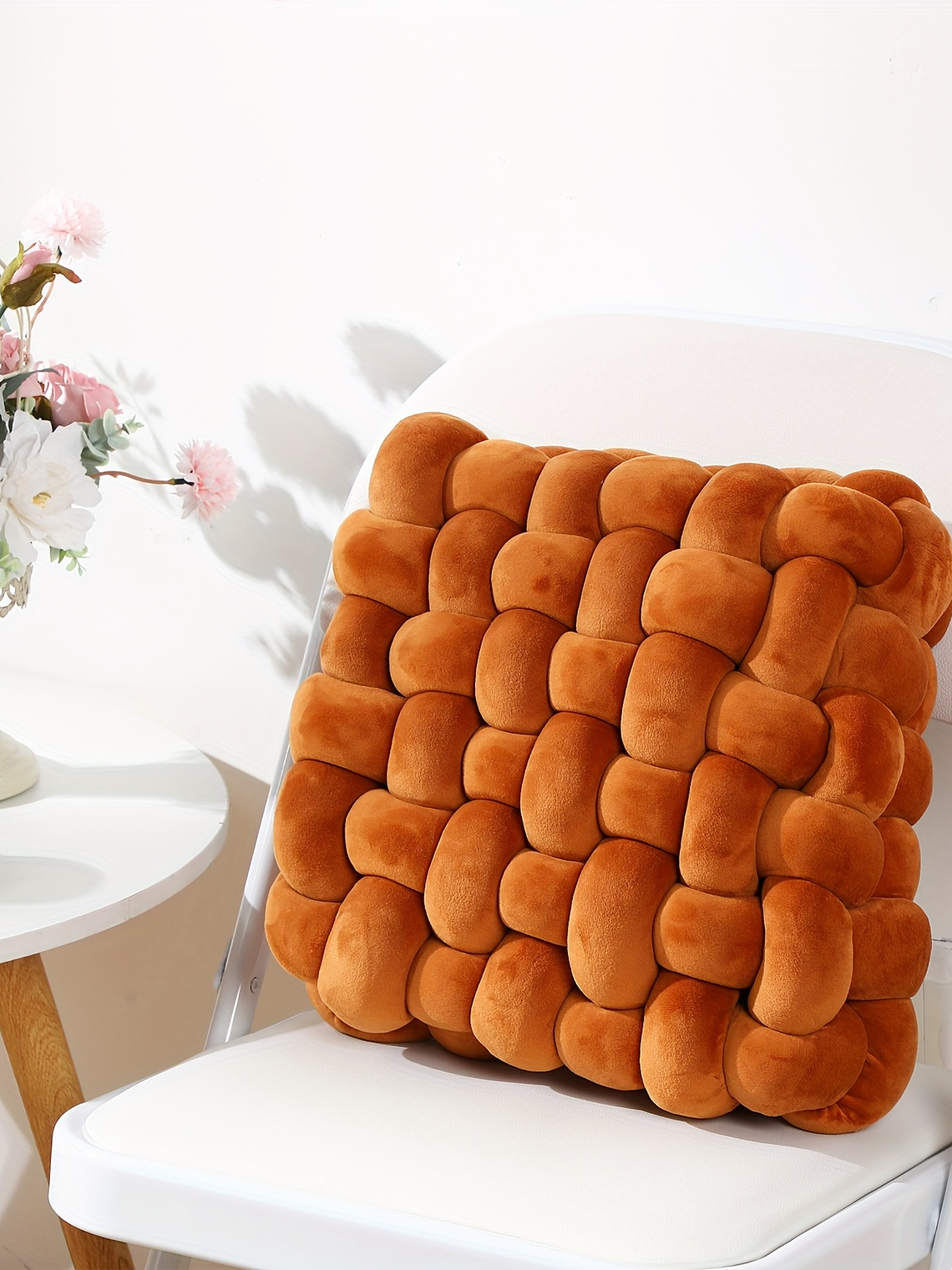 2pcs Knot Pillow Soft Throw Pillow Home Decoration Cushion Square Office Knotted Plush Throw Cushion For Living Room Bedroom Sofa Couch Living Room Decor, 12'' X 13'' 8