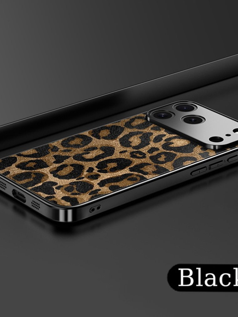 Vibrant Electroplated Tempered Glass Leopard-Pattern Phone Case for Apple for iphone 17, Air 16, Pro Max 15, 14 Plus, 13, 12, 11, Premium Shockproof Protection, Smartphone Case A, Handy Cover 8