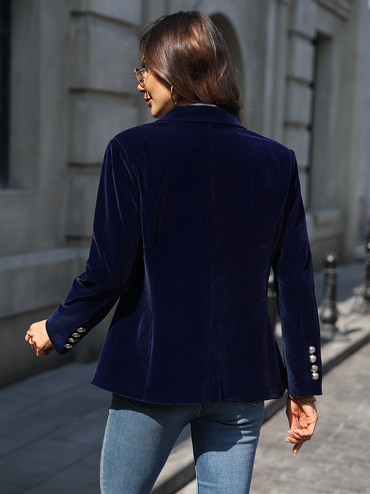 [Vintage Velvet Suit Jacket] Elegant Vintage Velvet Women's Single-Breasted Urban Business Office Suit Jacket 2