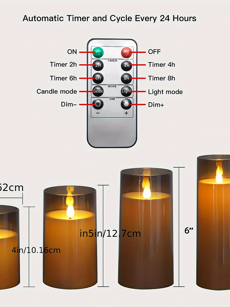 [Christmas Halloween] Halloween Christmas Decorations, Ivory Flameless Candles With Remote And Timer, 5pcs 1 AA Battery Operated Acrylic Flickering LED Pillar Candles For Romantic Ambiance And Home Ho 9