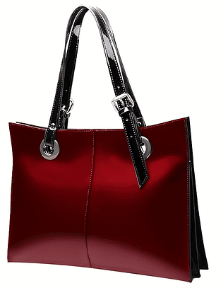 Women Patent Leather Handbag - Genuine Burgundy Purse, Large Capacity Tote & Wallet Combo (Handheld/Purse) in Red/Navy/Dark Purple, Golden-Tone Hardware, Adjustable Strap - Elegant Designer Bag for,, 