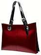 Women Patent Leather Handbag - Genuine Burgundy Purse, Large Capacity Tote & Wallet Combo (Handheld/Purse) in Red/Navy/Dark Purple, Golden-Tone Hardware, Adjustable Strap - Elegant Designer Bag for,,  - vignette 2