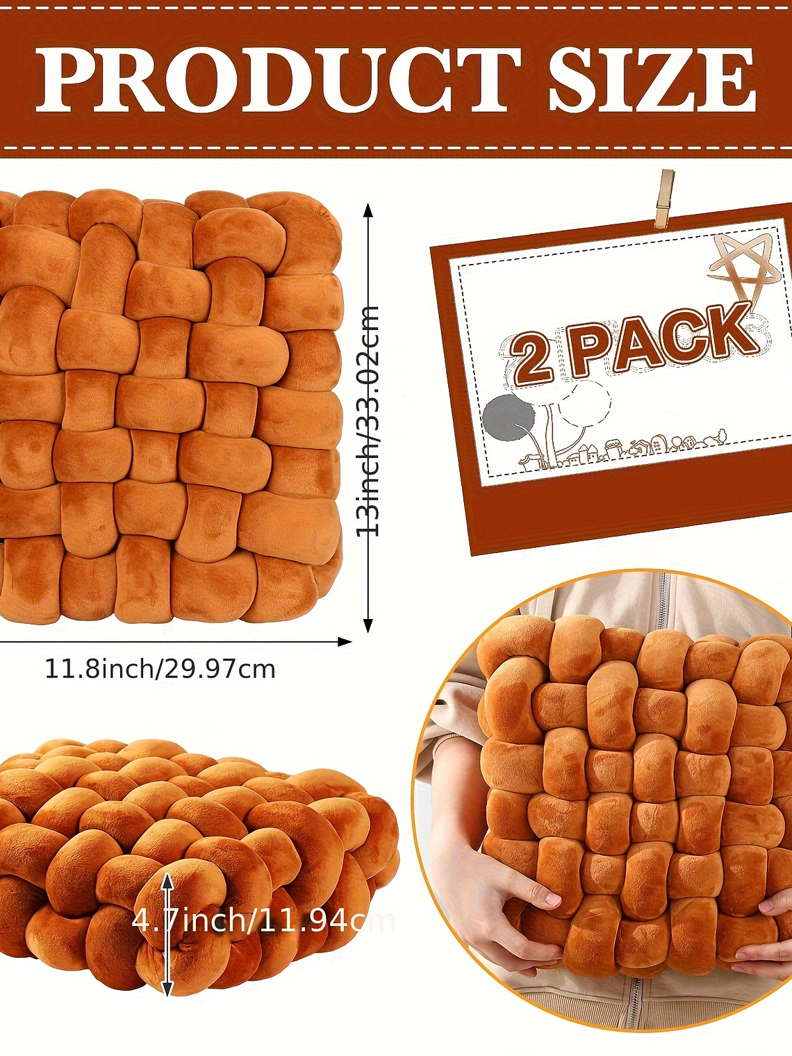 2pcs Knot Pillow Soft Throw Pillow Home Decoration Cushion Square Office Knotted Plush Throw Cushion For Living Room Bedroom Sofa Couch Living Room Decor, 12'' X 13'' 10