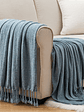 Luxury Chenille Throw Blanket, Plush Soft Fringe Trim No-Sew Edges, Cozy Chenille Fabric All-Season Bedspread-Style Couch Cover, for Sofa Bed & Home Decor, 50