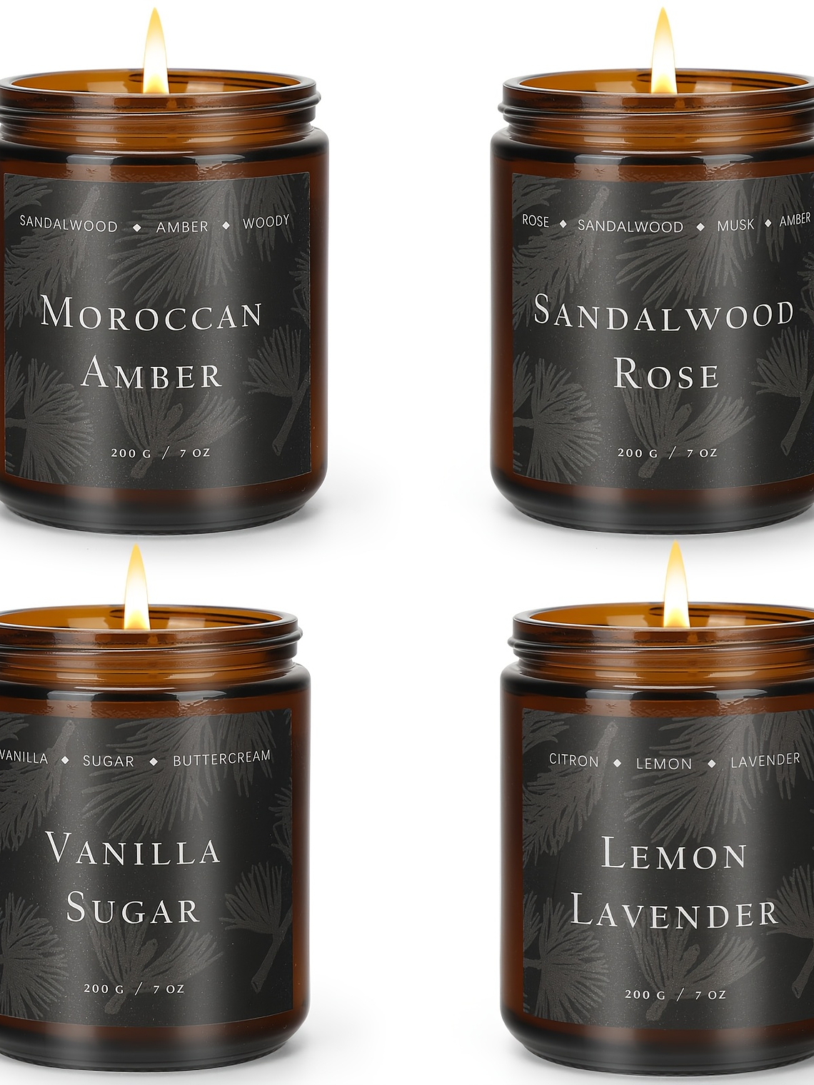 4 Pack Scented Candles For Home Scented Candles, 28 Oz Soy Wax Candle Gift Set For Women Men (Lemon Lavender/Vanilla Sugar/Sandalwood Rose/Moroccan Amber), for home Decor, Room Decor, Birthday, Valent 3