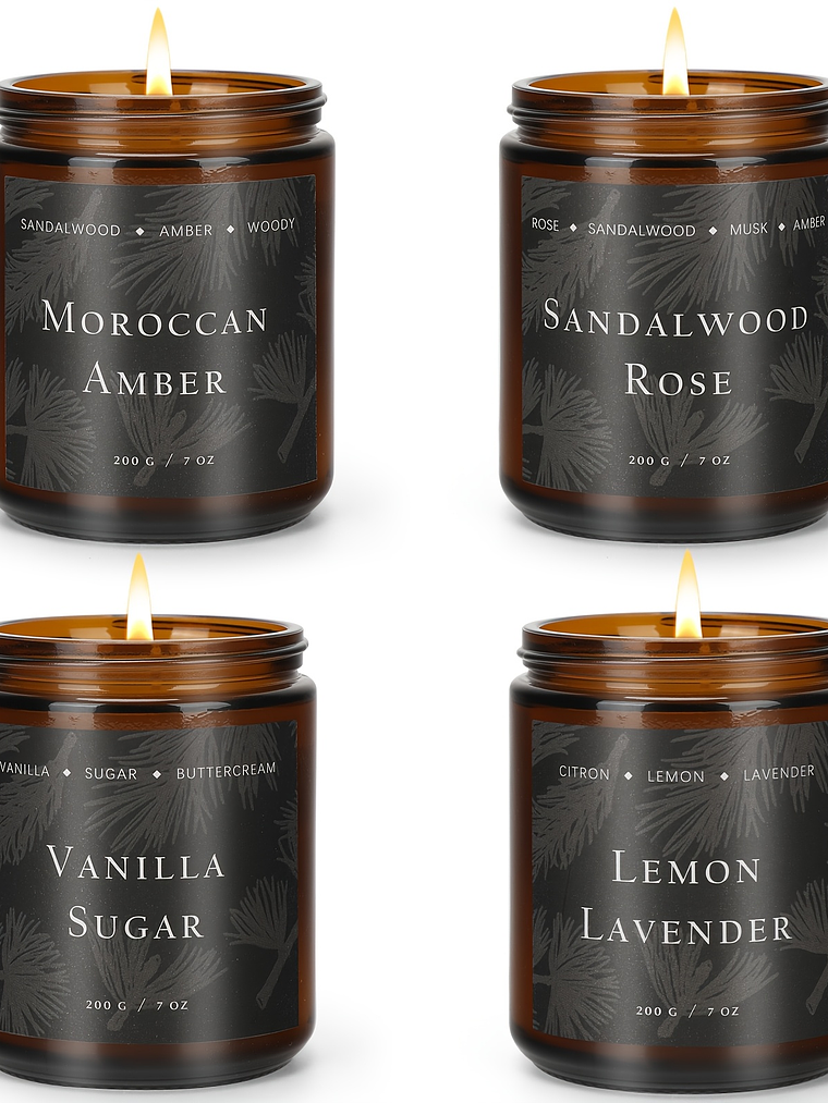 4 Pack Scented Candles For Home Scented Candles, 28 Oz Soy Wax Candle Gift Set For Women Men (Lemon Lavender/Vanilla Sugar/Sandalwood Rose/Moroccan Amber), for home Decor, Room Decor, Birthday, Valent 3