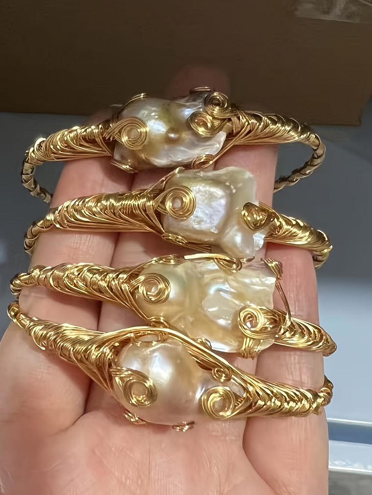  Queendom Open Cuff Bracelet Featuring Natural Freshwater Pearls 7