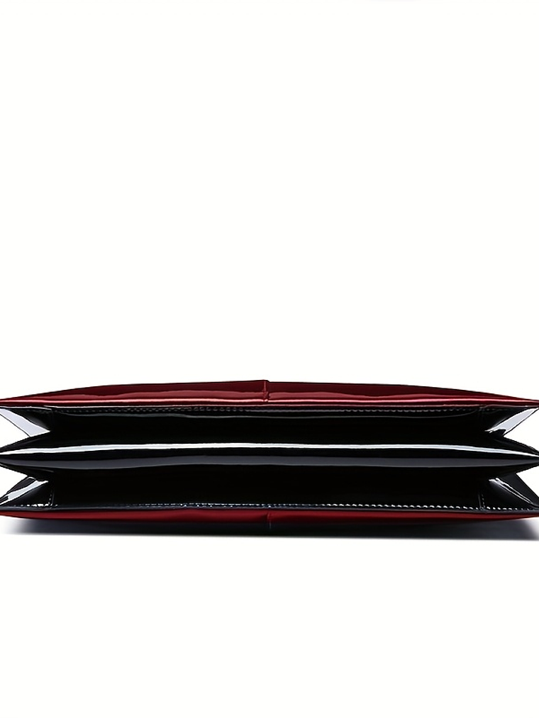 Women Patent Leather Handbag - Genuine Burgundy Purse, Large Capacity Tote & Wallet Combo (Handheld/Purse) in Red/Navy/Dark Purple, Golden-Tone Hardware, Adjustable Strap - Elegant Designer Bag for,,  5