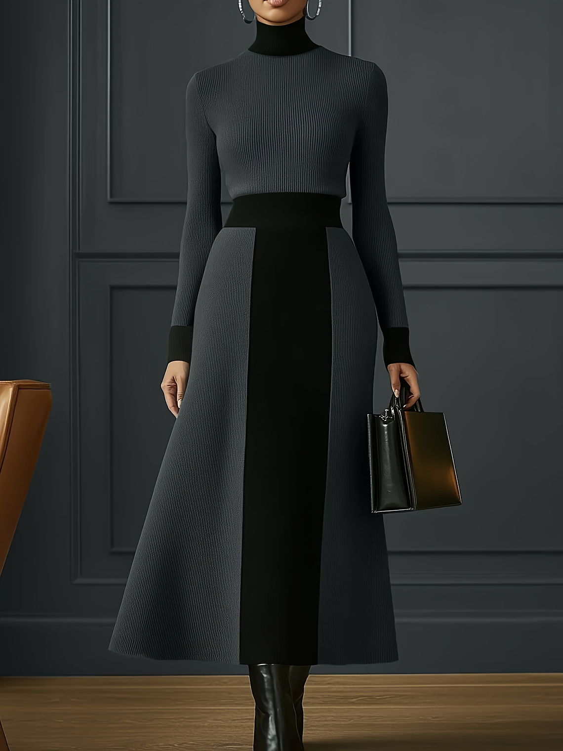 Elegant Color-Block Dress 1