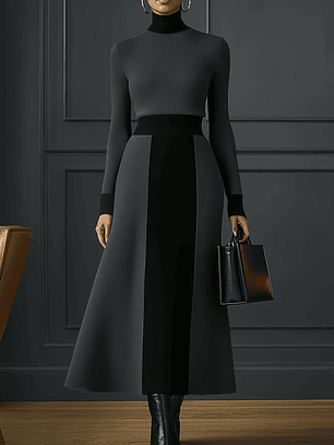 Elegant Color-Block Dress