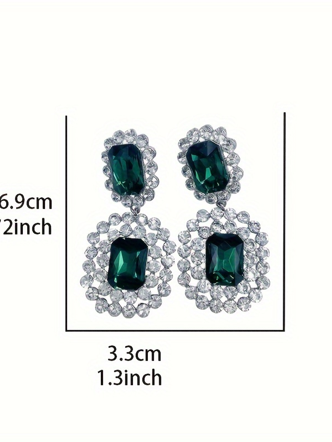 Studded Temperament Square Earrings with High-end Fashion Black Light Luxury Earrings 4