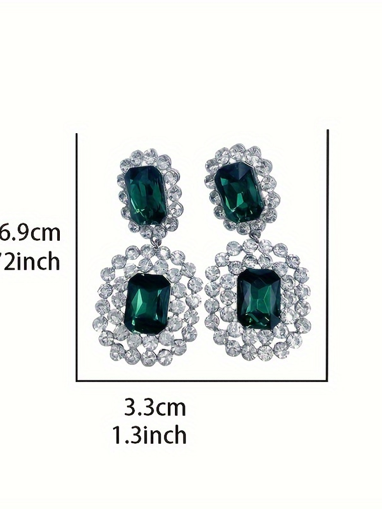 Studded Temperament Square Earrings with High-end Fashion Black Light Luxury Earrings 4