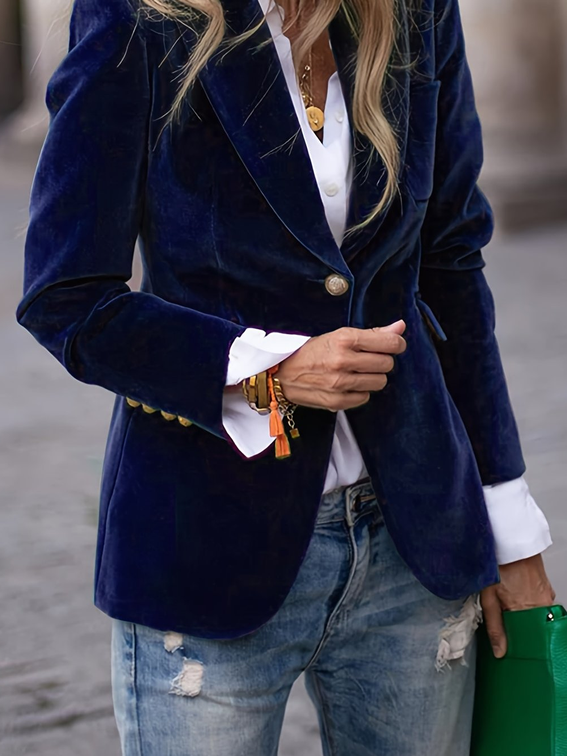 [Vintage Velvet Suit Jacket] Elegant Vintage Velvet Women's Single-Breasted Urban Business Office Suit Jacket 6