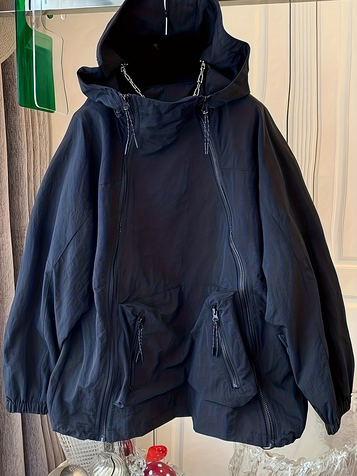 Women'S Casual Hooded Windbreaker Jacket with Zipper Pockets - Lightweight Spring/Fall Outerwear, Solid Color, Long Sleeve, Zip-Up Design, Perfect for Casual Attire, Spring Outerwear | Zippered Jacket 1