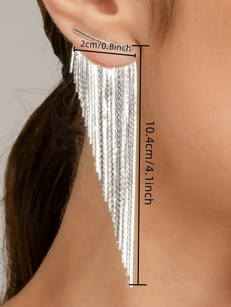 Laser Focus Metal Tassel Earrings  3