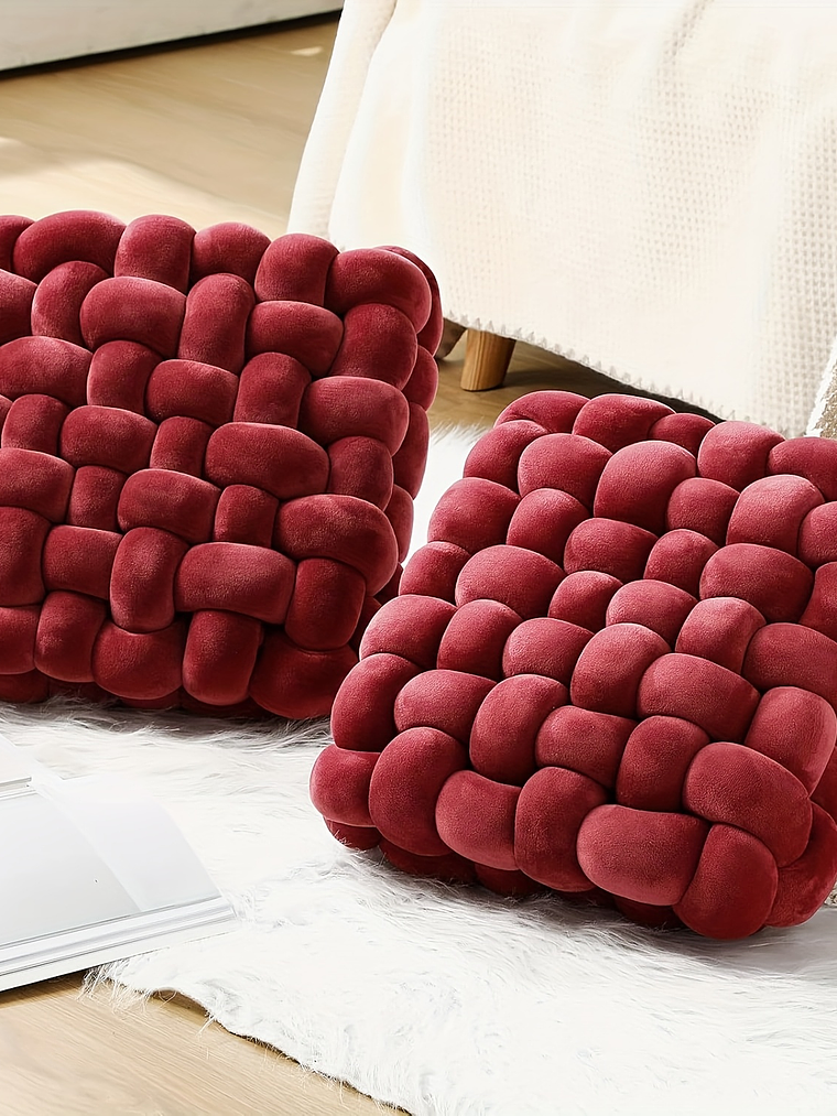 2pcs Knot Pillow Soft Throw Pillow Home Decoration Cushion Square Office Knotted Plush Throw Cushion For Living Room Bedroom Sofa Couch Living Room Decor, 12'' X 13'' 11