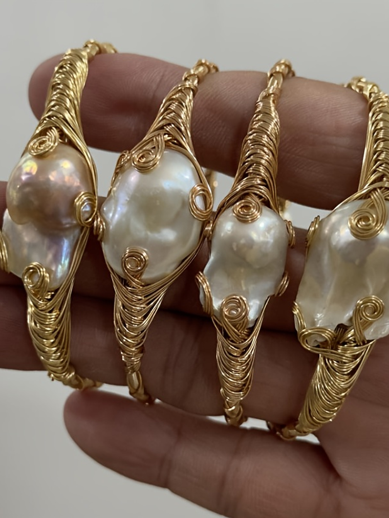  Queendom Open Cuff Bracelet Featuring Natural Freshwater Pearls 8