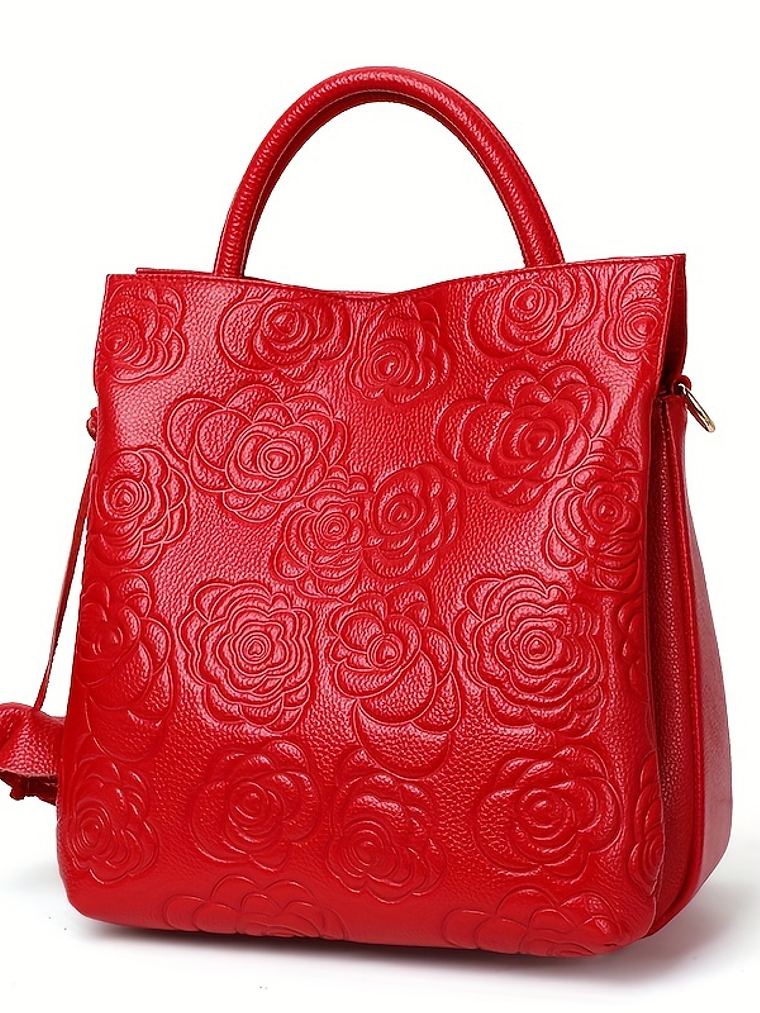 Blossom Embossed Genuine Leather Handbag  2