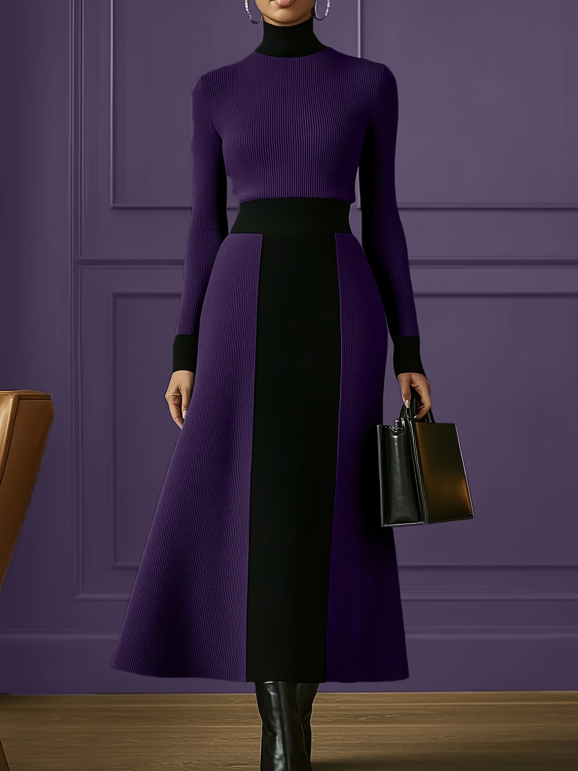 Elegant Color-Block Dress 2