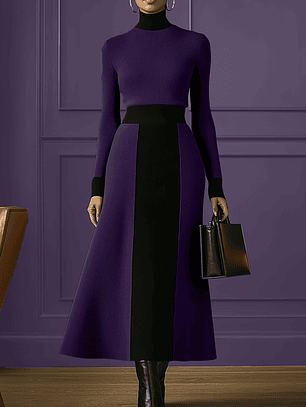 Elegant Color-Block Dress