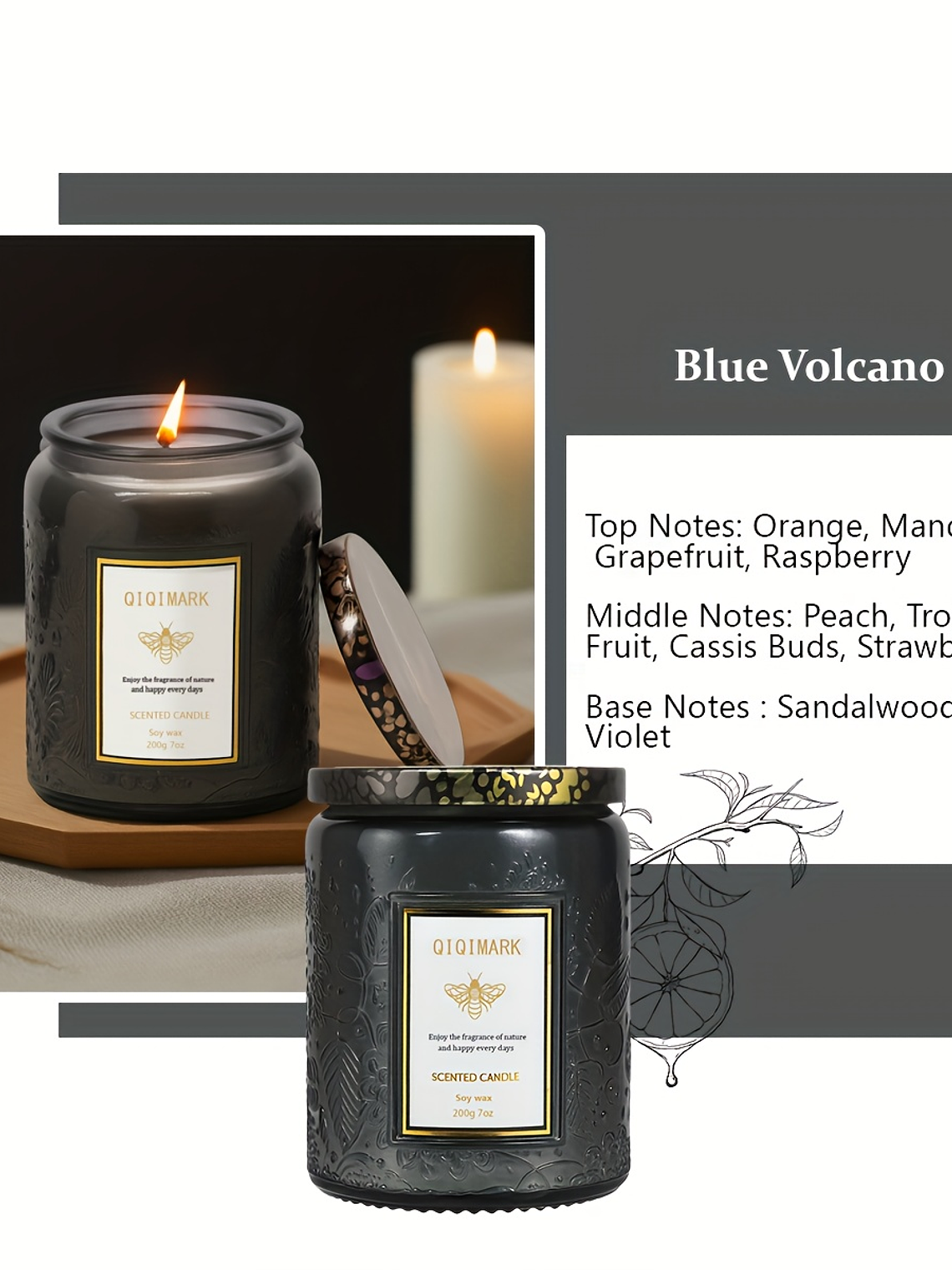 Scented Candles Large Wood Wicked Candles, Decorative Candles in Glass, Natural Soy Wax, 40 Hours Long Burning 13
