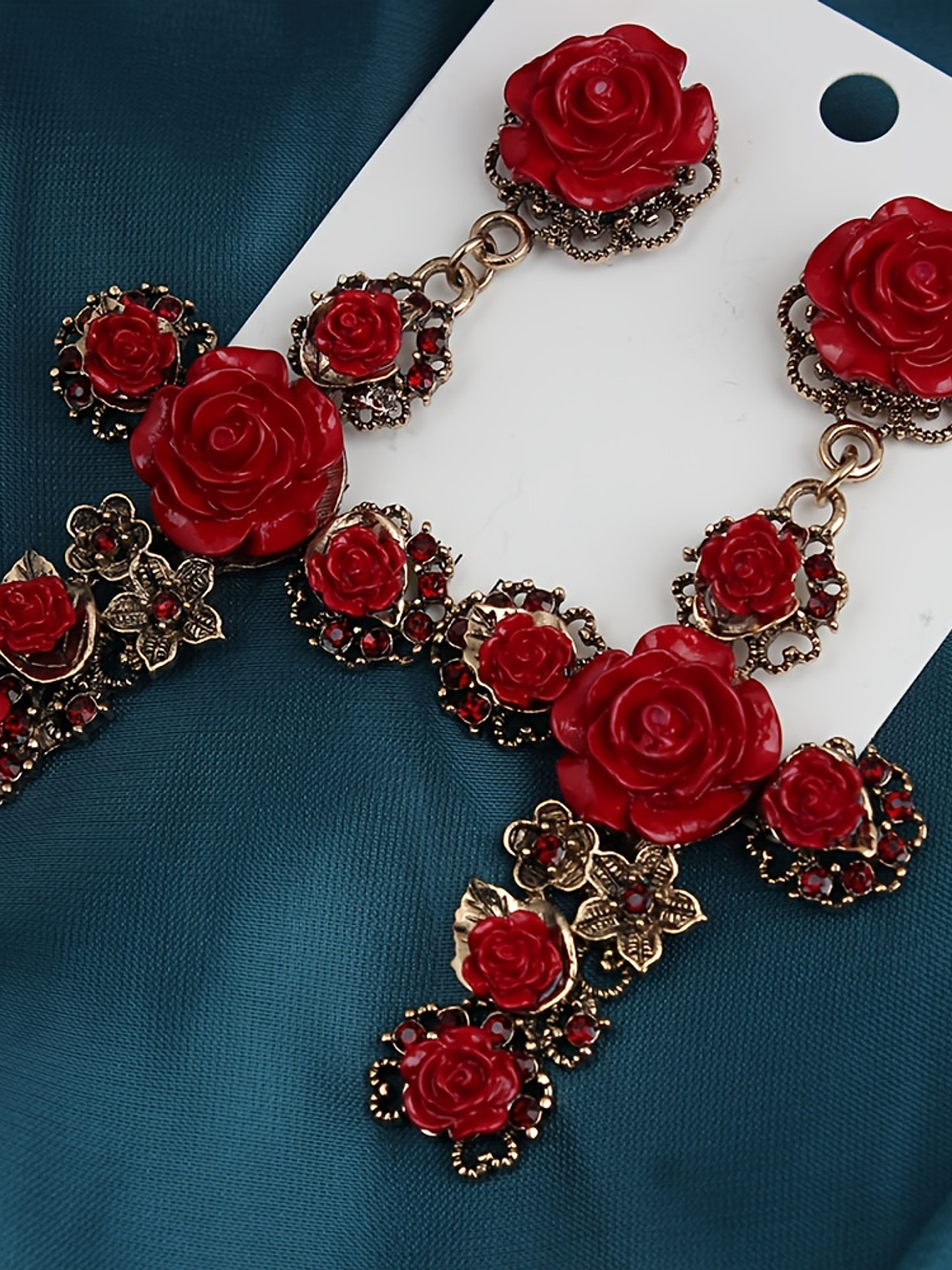 Tears of Joy Vintage Rose Cross Earrings  6