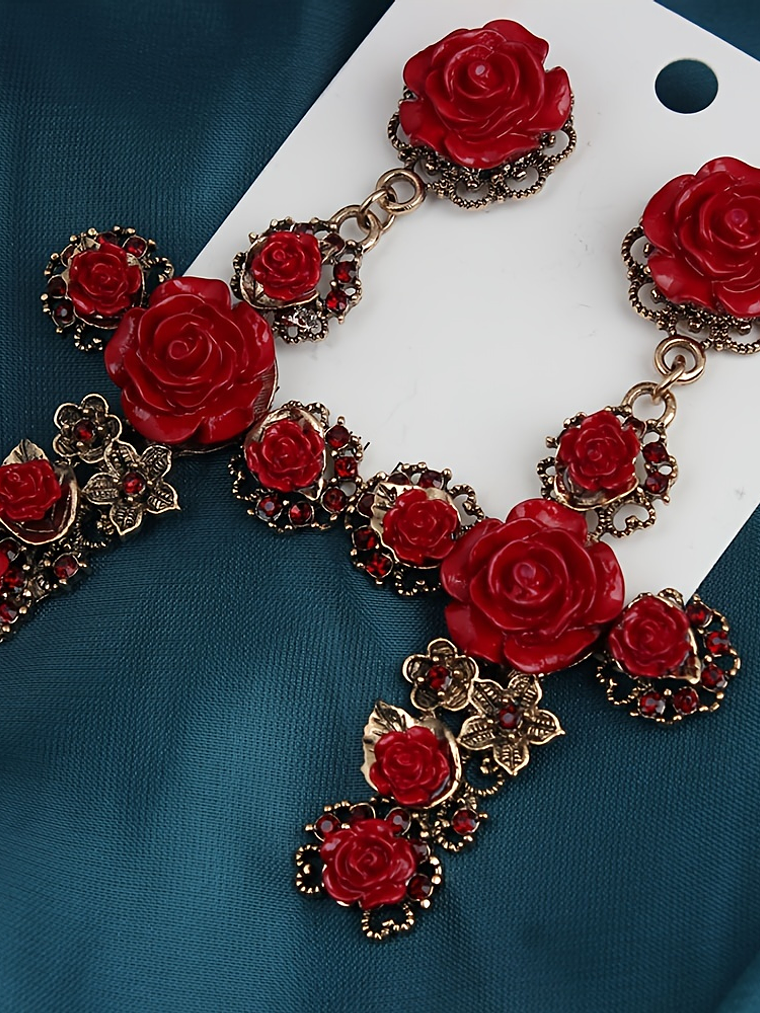 Tears of Joy Vintage Rose Cross Earrings  6