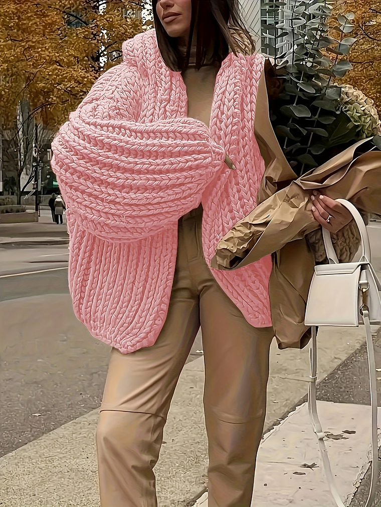 Cozy Thickened Hooded Lantern Sleeve Cardigan Sweater  4