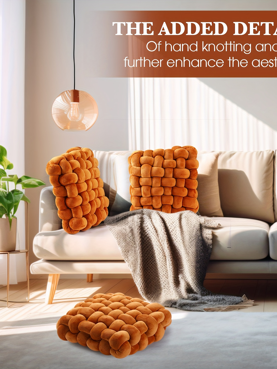 2pcs Knot Pillow Soft Throw Pillow Home Decoration Cushion Square Office Knotted Plush Throw Cushion For Living Room Bedroom Sofa Couch Living Room Decor, 12'' X 13'' 12