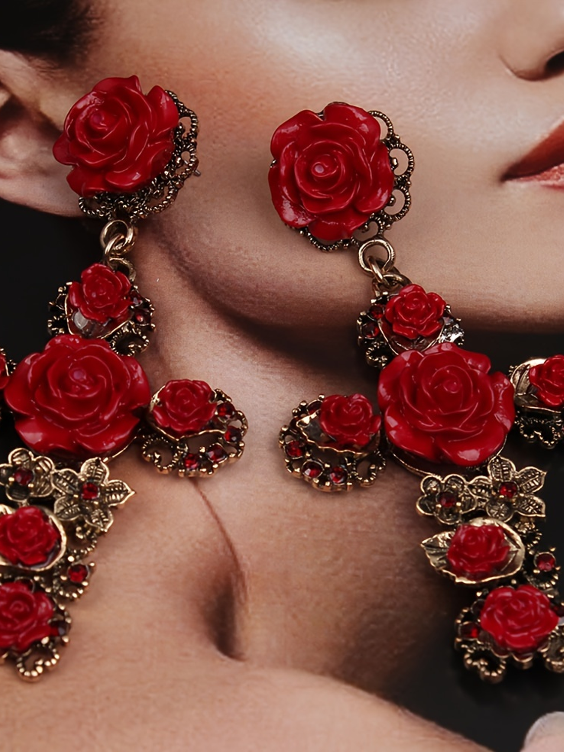 Tears of Joy Vintage Rose Cross Earrings  7