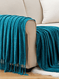 Luxury Chenille Throw Blanket, Plush Soft Fringe Trim No-Sew Edges, Cozy Chenille Fabric All-Season Bedspread-Style Couch Cover, for Sofa Bed & Home Decor, 50