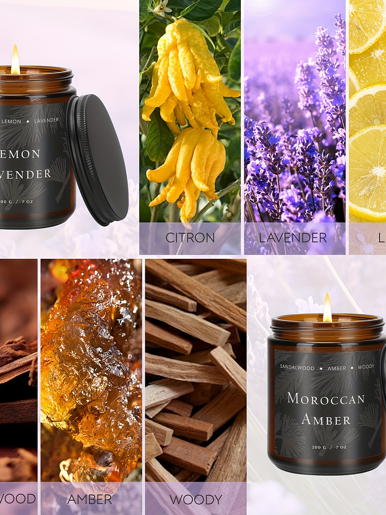 4 Pack Scented Candles For Home Scented Candles, 28 Oz Soy Wax Candle Gift Set For Women Men (Lemon Lavender/Vanilla Sugar/Sandalwood Rose/Moroccan Amber), for home Decor, Room Decor, Birthday, Valent 5