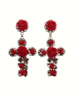 Tears of Joy Vintage Rose Cross Earrings  - thumbnail 8