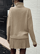 Women'S Suit, Autumn And Winter Elegant High-neck Drop Shoulder Long-sleeved Sweater And Pleated Skirt 2pcs Set - thumbnail 9