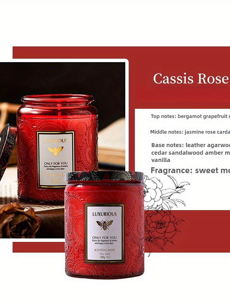 Scented Candles Large Wood Wicked Candles, Decorative Candles in Glass, Natural Soy Wax, 40 Hours Long Burning 17