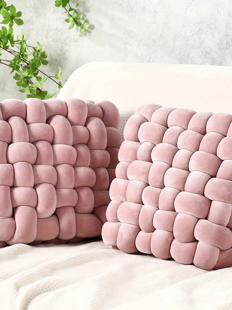 2pcs Knot Pillow Soft Throw Pillow Home Decoration Cushion Square Office Knotted Plush Throw Cushion For Living Room Bedroom Sofa Couch Living Room Decor, 12'' X 13'' 14