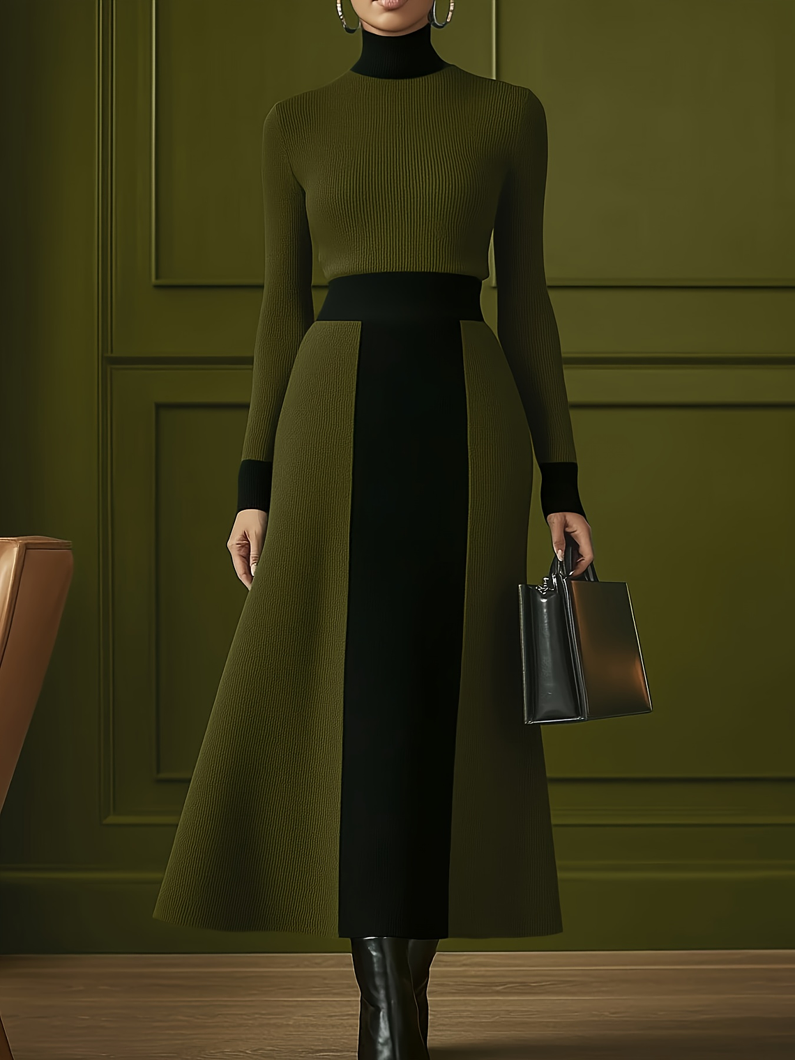 Elegant Color-Block Dress 3