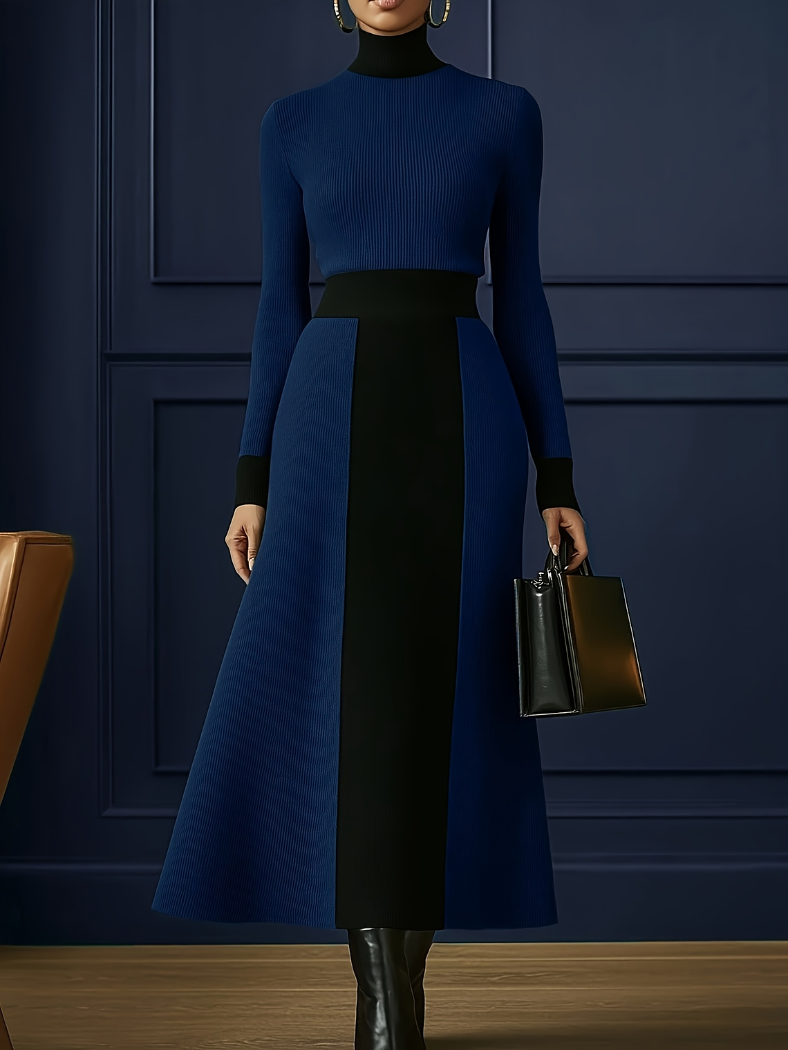 Elegant Color-Block Dress 4