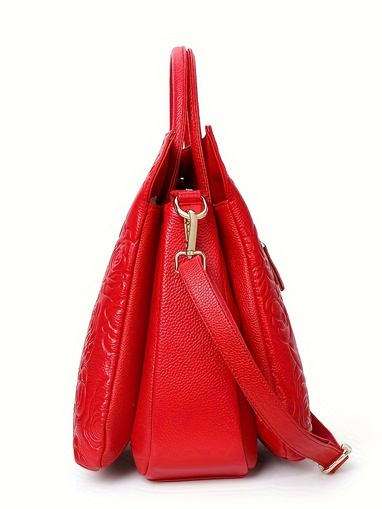 Blossom Embossed Genuine Leather Handbag  7