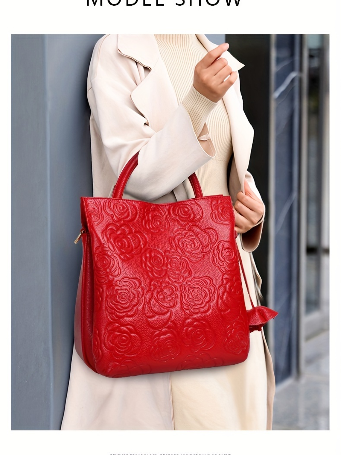 Blossom Embossed Genuine Leather Handbag  8